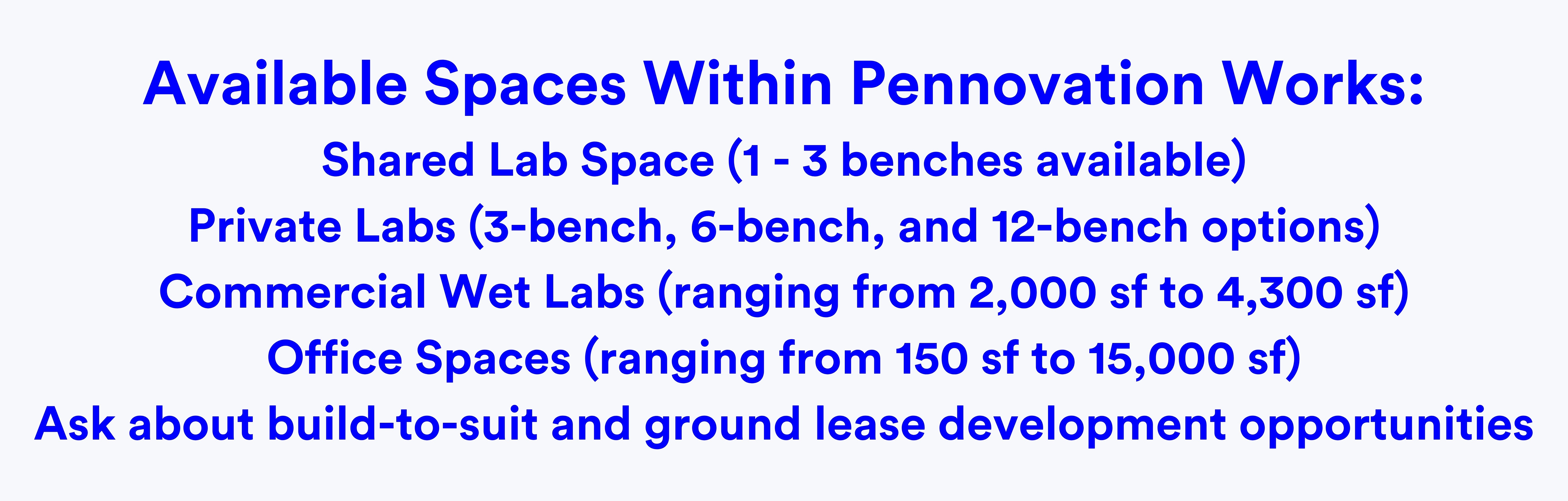 Description of available spaces