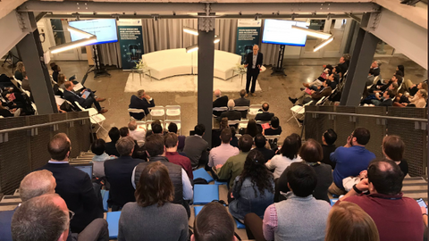 PIK professor Ezekiel Emanuel delivers his keynote presentation to a full house at the Pennovation Center