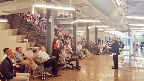 Group gathered on the stairs for Franklin Park LLC Investment Roundtable