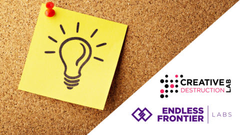 a sticky note with a drawing of a light bulb tacked to a corkboard in the background, with the CDL and EFL logos