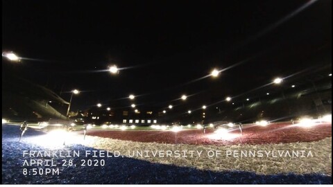 drones prepare for flight from Franklin Field