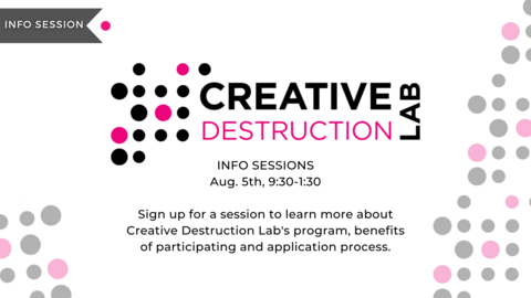 creative destruction lab logo with the date and time of the event and a brief description