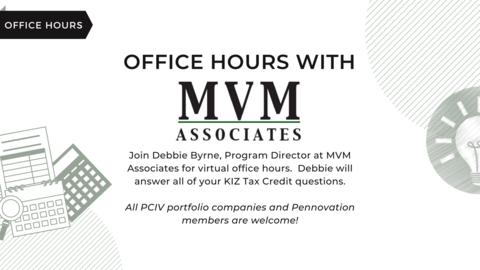 MVM Associates logo with a text description of the office hours