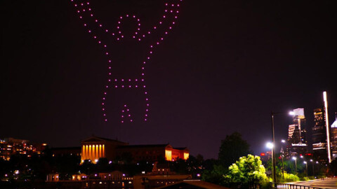 "Rocky" image created by drones in Verge Aero light show