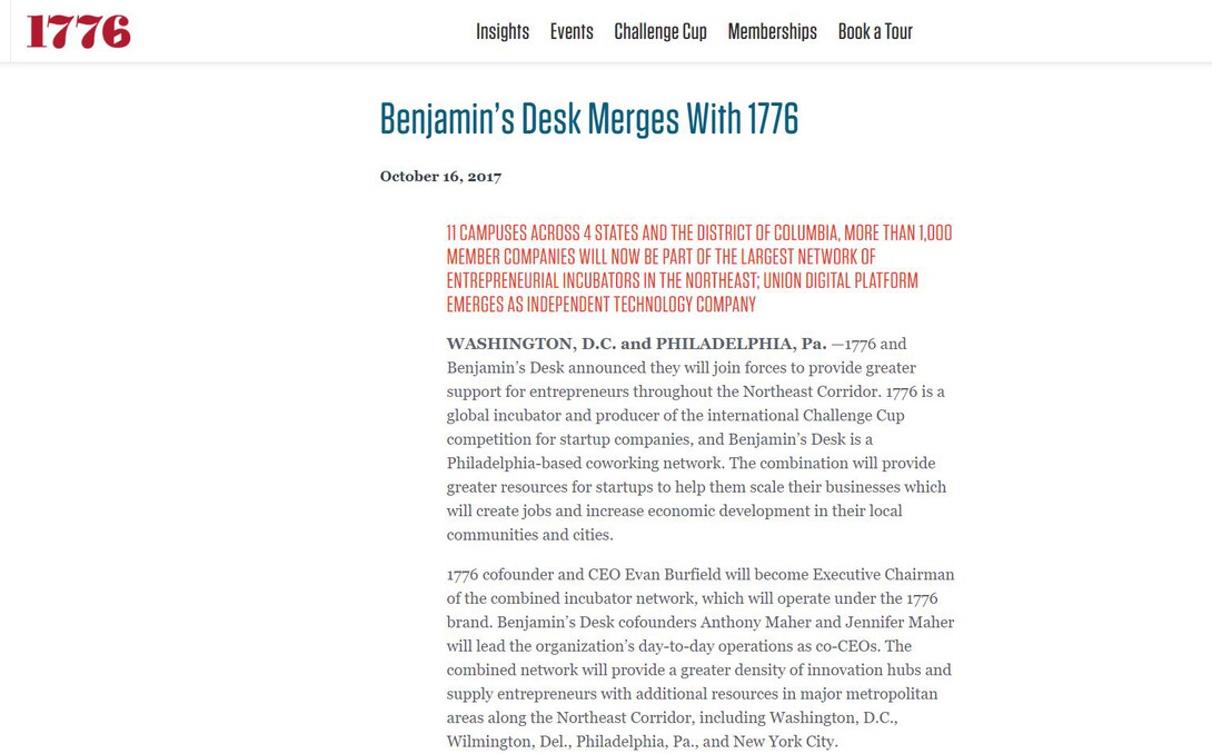screen shot of 1776 article