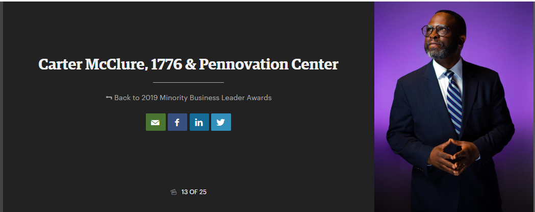Photo of Cater McClure, Exec. Director of 1776 and Pennovation Center