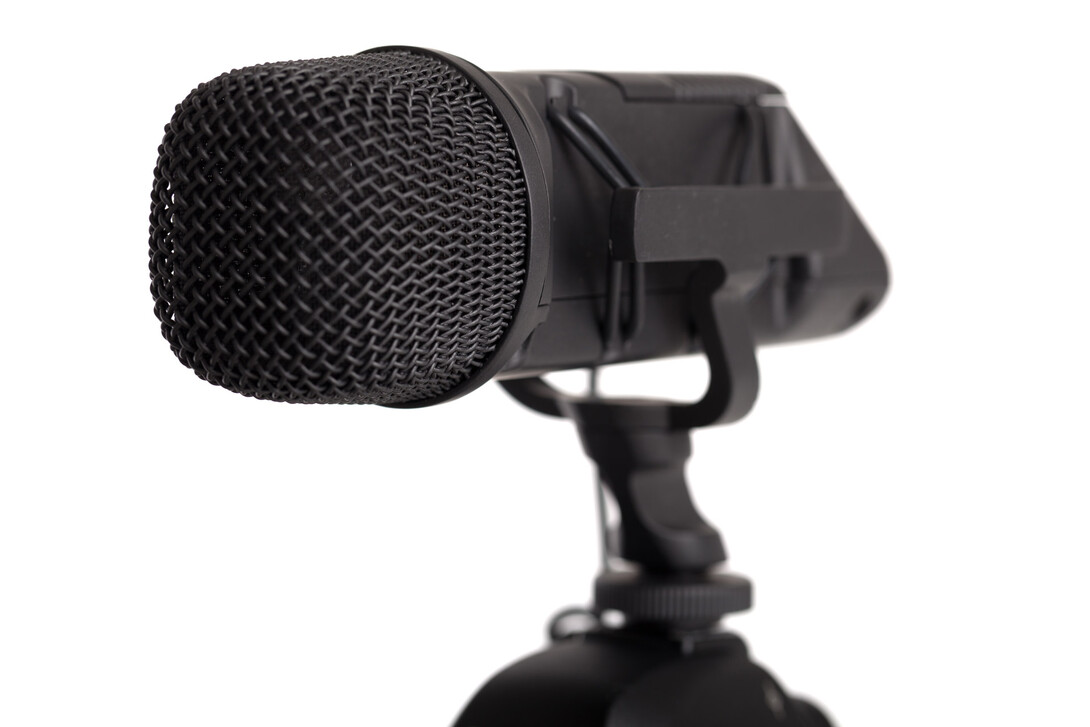 black microphone on white