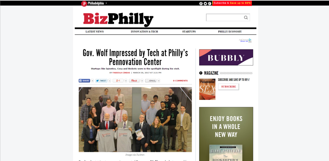 Gov. Wolf Impressed by Tech at Philly’s Pennovation Center header