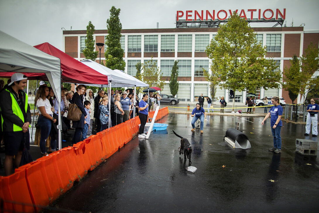Penn Vet Working Dogs on 10th Anniversary demo outside Pennovation Center