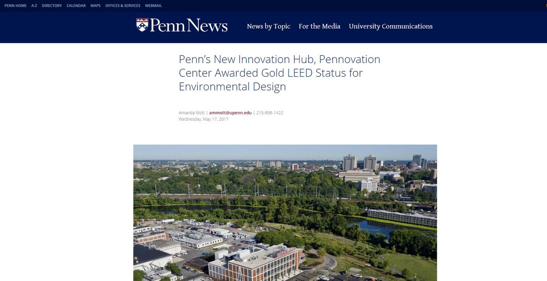 Penn’s New Innovation Hub, Pennovation Center Awarded Gold LEED Status ...