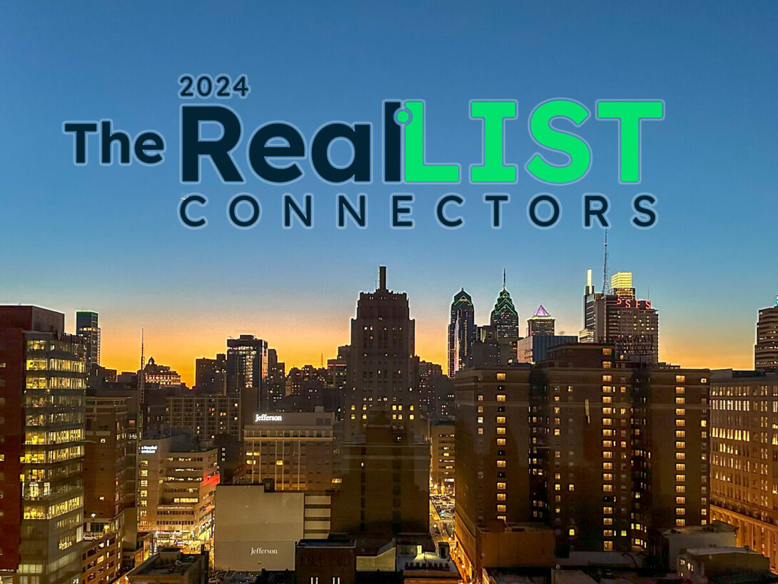 Photo of Philly skyline with logo for RealLIST Connectors