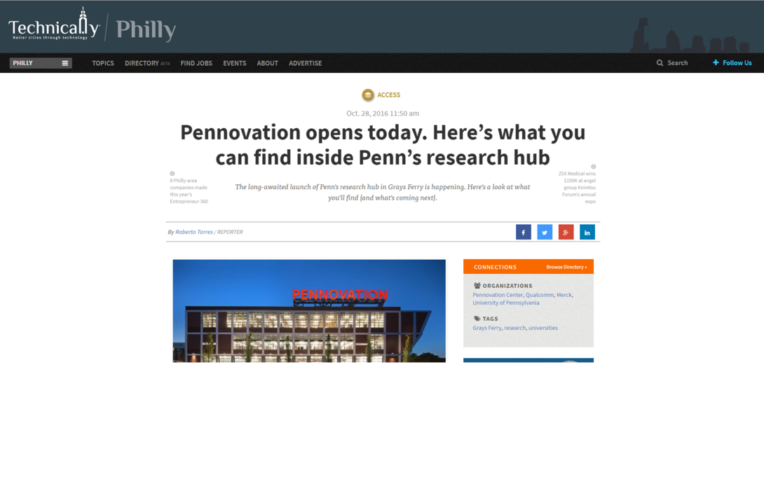 Pennovation opens today screen grab