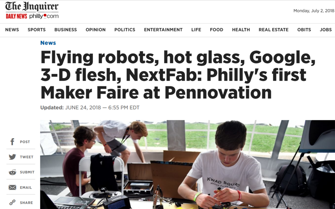 Screen grab of Philly Maker Faire article