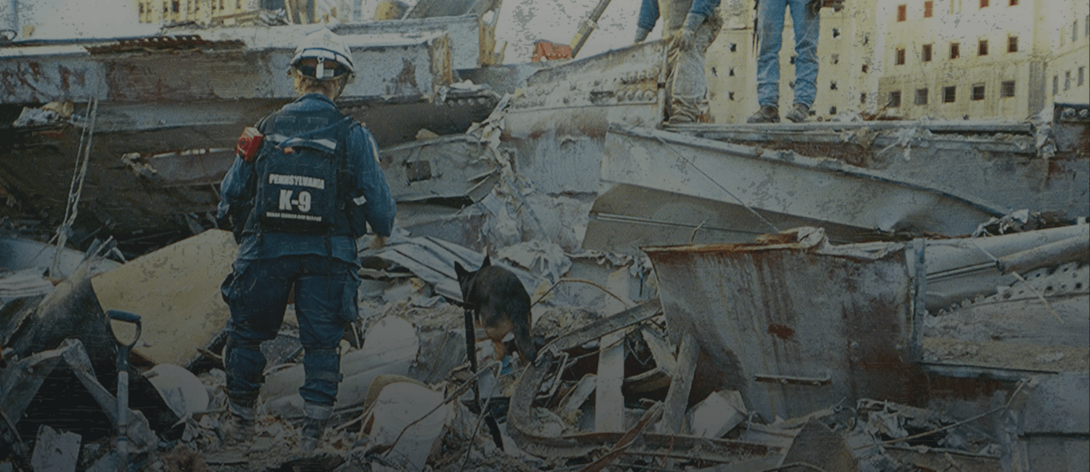 photo of rescue dog and handler at ground zero