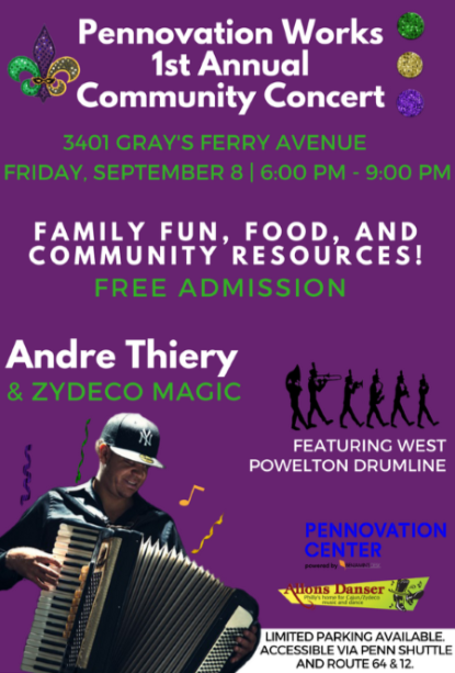 Pennovation Works 1st Annual Community Concert flyer